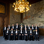 Members and Registrar of the International Court of Justice in the Japanese Room of the Peace Palace in July 2024