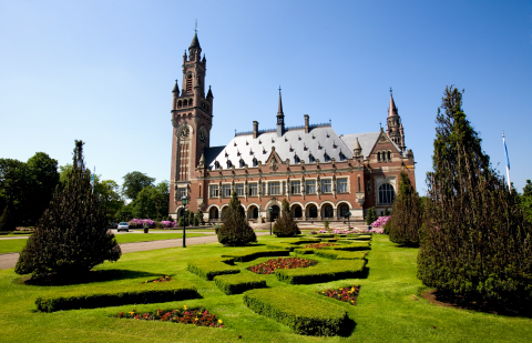 View of the Peace Palace garden