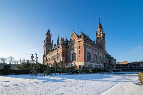 View of the Peace Palace in winter