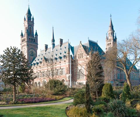 View of the Peace Palace in spring